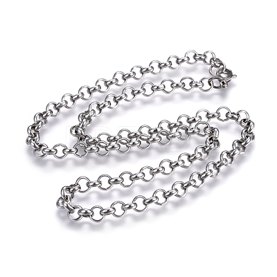 Non-Tarnish 304 Stainless Steel Rolo Chain Necklaces NJEW-F242-12P-D-1