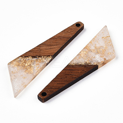 Transparent Resin & Walnut Wood Pendants RESI-N039-70A-1