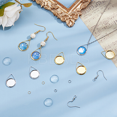 DIY Blank Dome Brass & Iron Earring & Necklace Making Kits DIY-HS0001-05A-1