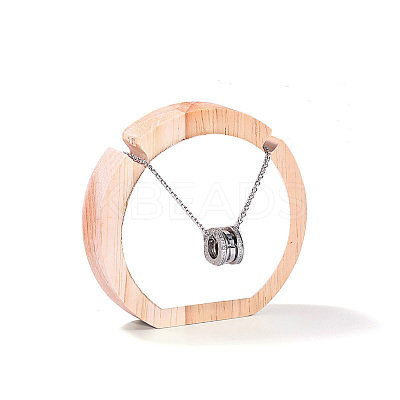 Round Wood Covered with PU Leather One Necklace Display Stands PAAG-PW0008-005A-01-1