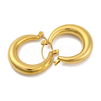 Moon Ion Plating(IP) 304 Stainless Steel Hoop Earrings EJEW-H013-10G-1