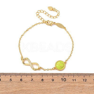 Sports Brass Micro Pave Cubic Zirconia Infinity Link Bracelets BJEW-D386-01A-G-1