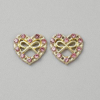 Heart with Bowknot Alloy Glass Cabochons MRMJ-WH0202-012B-G-1