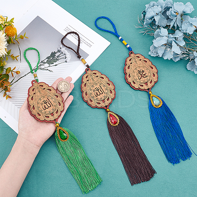 3Pcs 3 Colors Polyester Tassel Pendant Decorations HJEW-CA0001-14-1