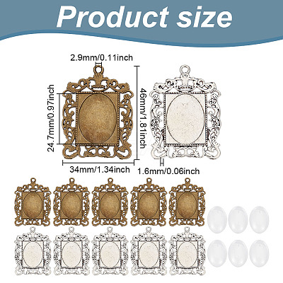 DIY Blank Rectangle Pendant Making Kit DIY-GO0001-70-1