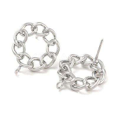 Brass Hollow Donut Stud Earring Findings KK-K351-21P-1