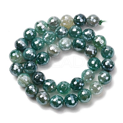 Electroplated Natural Agate Beads Strands G-B191-A07-10mm-09-1