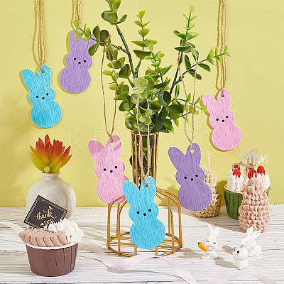 3 Bags 3 Colors Easter Theme Wooden Pendant Decorations HJEW-OC0001-32-1