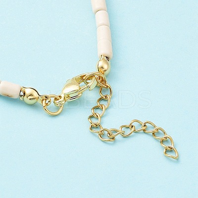 Synthetic Turquoise & Natural Pearl Beaded Necklace NJEW-M201-02A-1