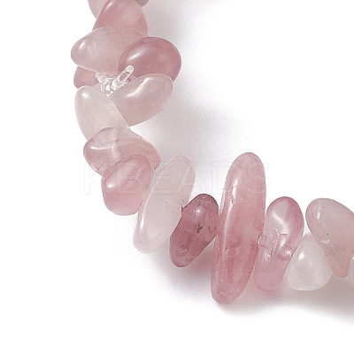Natural Rose Quartz Chips Beaded Stretch Bracelets for Women BJEW-JB10046-15-1