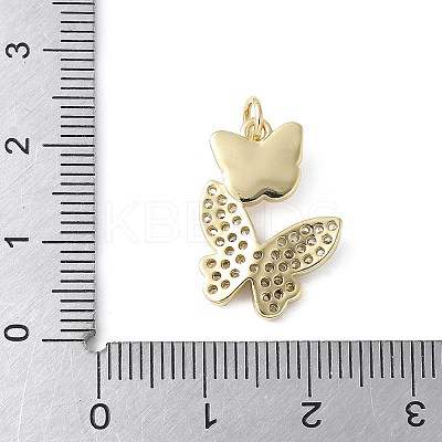 Brass Micro Pave Cubic Zirconia and Glass Pendants KK-F892-49G-1