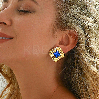 201 Stainless Steel Glass Stud Earrings XG9107-4-1