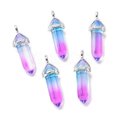 Faceted Bullet Glass Pointed Pendants KK-E282-01P-04-1