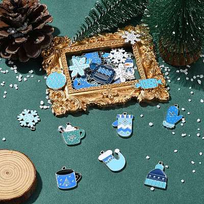 44Pcs 22 Styles Winter Theme Alloy Enamel Pendants ENAM-CJ0006-42-1
