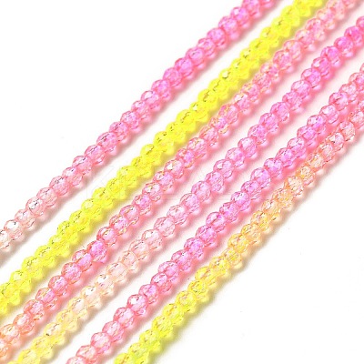 Transparent Gradient Color Glass Beads Strands GLAA-H021-01A-20-1