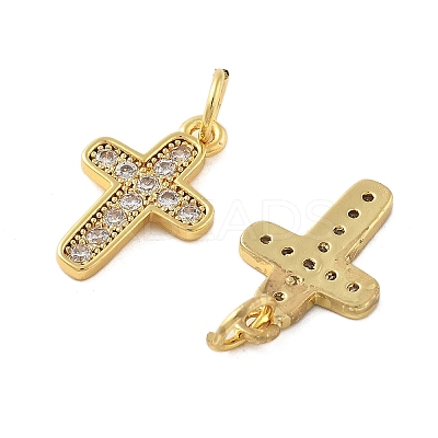 Brass Micro Pave Cubic Zirconia Pendants KK-C092-21C-G-1