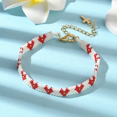 3Pcs 3 Colors Glass Seed Beaded Bracelets for Women BJEW-MZ00214-1