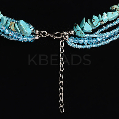 Synthetic Turquoise Multi-strand Necklaces NJEW-L143-01-1