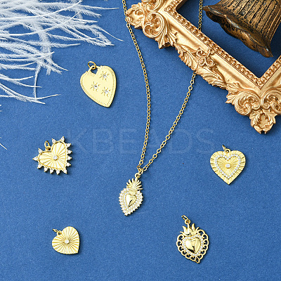 6Pcs 6 Styles Rack Plating Brass & Cubic Zirconia Pendants KK-SC0006-93-1
