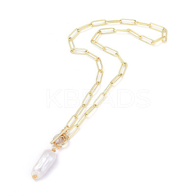 Natural Baroque Pearl Keshi Pearl Pendant Necklaces NJEW-JN02814-1