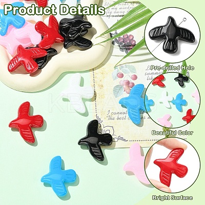 10Pcs 5 Colors Baking Paint Glass Beads LAMP-YW0004-18-1