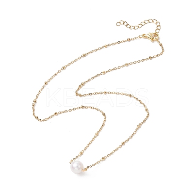 Round Natural Cultured Freshwater Pearl Pendant Necklaces X-NJEW-JN04966-1