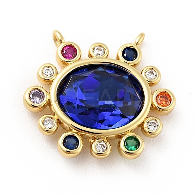 Brass Cubic Zirconia Pendants KK-G419-04G-01-1