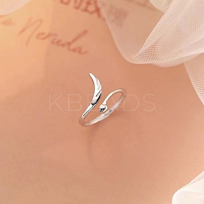 Heart & Wing Rhodium Plated 925 Sterling Silver Cuff Rings FS-WGFEBDA-01-1
