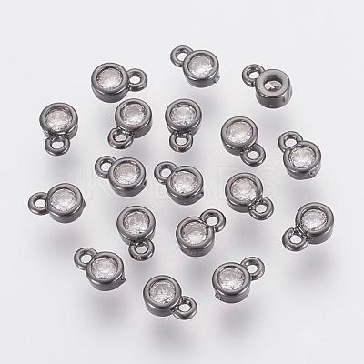 Brass Cubic Zirconia Charms ZIRC-P068-01B-1