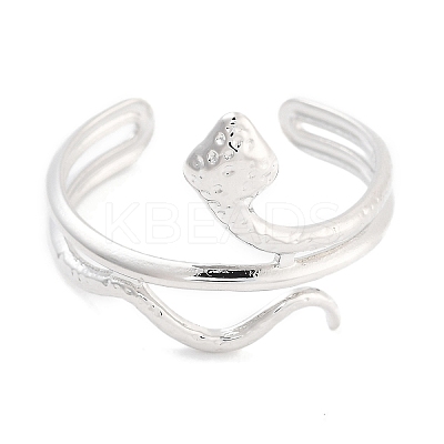 Non-Tarnish 304 Stainless Steel Snake Open Cuff Rings for Women RJEW-K273-09P-1