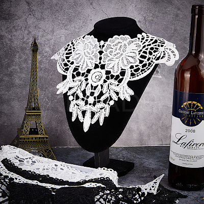 6Pcs 6 Style Milk Silk Embroidered Floral Lace Collar DIY-GF0005-42-1