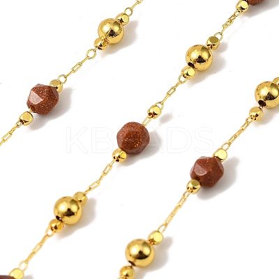 Handmade Goldstone Faceted Round Beaded Chains CHC-F021-01G-05-1