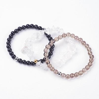 Natural Mixed Gemstone Stretch Bracelets BJEW-JB03365-04-1