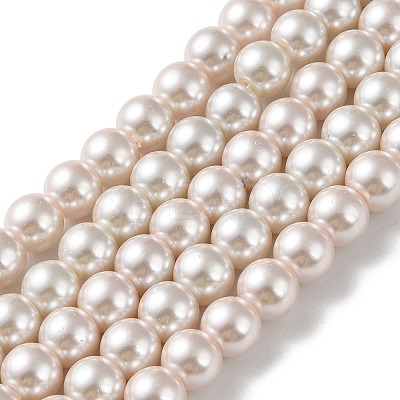 (Defective Closeout Sale: Fading) Baking Paint Pearlized Glass Pearl Round Bead Strands LS-HY-XCP0001-12-1