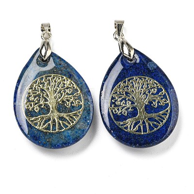 Dyed Natural Lapis Lazuli Teardrop Pendants G-Q175-01D-1