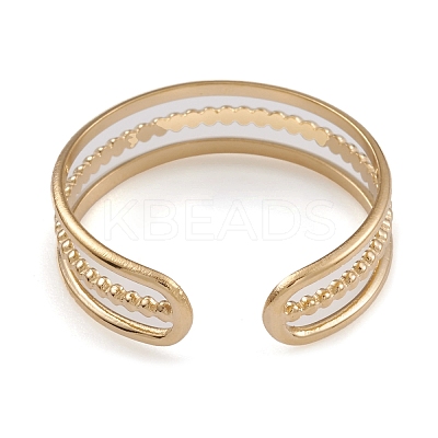 Ion Plating(IP) 304 Stainless Steel Triple Line Open Cuff Rings for Women RJEW-G285-73G-1