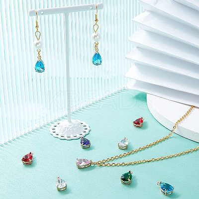 24Pcs 6 Colors Transparent Glass Charms GLAA-PH0001-28-1