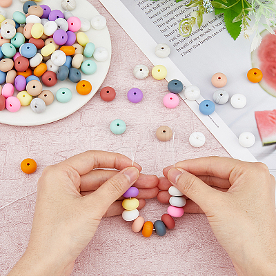 120Pcs 15 Colors Food Grade Eco-Friendly Silicone Beads SIL-FH0001-14-1