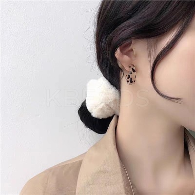 C-Shaped with Leopard Print 925 Sterling Silver Acrylic Stud Earrings FS-WG2B12E-01-1