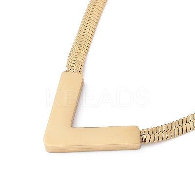Ion Plating(IP) Synthetic Shell Initial Letter V Pendant Necklace NJEW-G074-58G-03-1