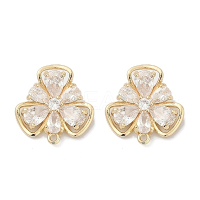 Brass Micro Pave Cubic Zirconia Stud Earring Findings LS-KK-Z094-09G-1