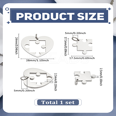 1 Set 304 Stainless Steel Split Pendants STAS-LP0004-22-1