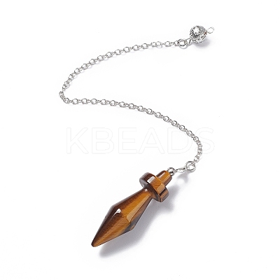 Natural Tiger Eye Pointed Dowsing Pendulums AJEW-B020-05P-02-1