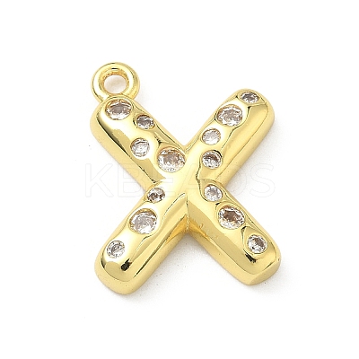 Brass Micro Pave Clear Cubic Zirconia Pendants KK-I476-02G-X-1