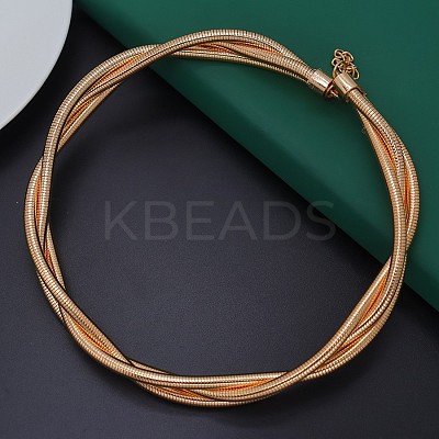 Alloy Wrap Round Snake Chain 3-Strand Choker Necklaces for Women Men NJEW-C090-02G-1