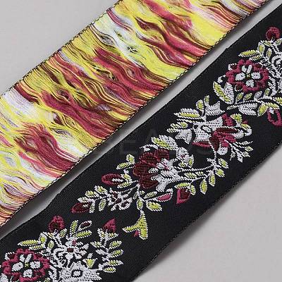 10 Yards Polyester Flower Jacquard Ribbons OCOR-WH20004-02-1