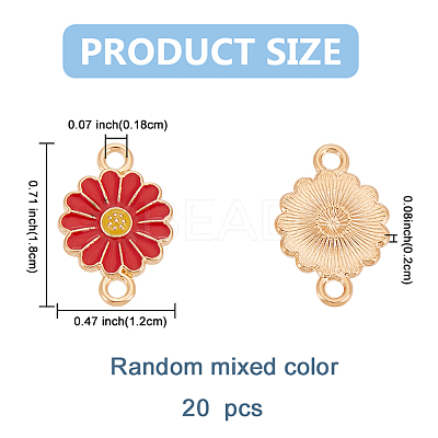 20Pcs Zinc Alloy Enamel Sunflower Connector Charms ENAM-FP0002-58-1