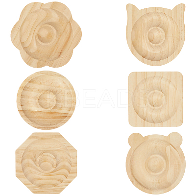 6Pcs 6 Styles Beech Wooden Jewelry Bracelet Finger Ring Diplay Holder Tray ODIS-BBC0001-03B-1