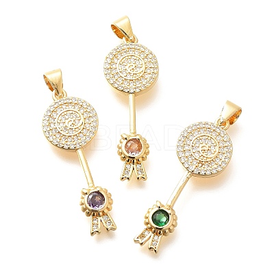 Brass Micro Pave Cubic Zirconia Pendants KK-G519-03G-1