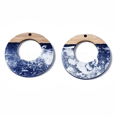 Opaque Resin & Walnut Wood Pendants RESI-T035-22-1